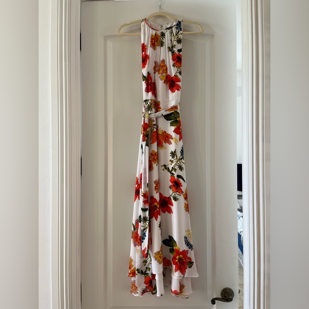 Tahari Arthur S. Levine high-low white and floral dress